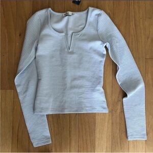 Hollister ribbed notch Long Sleeve Top